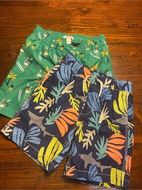 Riptide/GAP - Two Pairs of Tropical Print Swim Trunks in Green, Navy